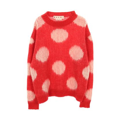Fuzzy Wuzzy ニット クルーネック ドット ナイロン モヘヤ レッド マルニ トップス MARNI