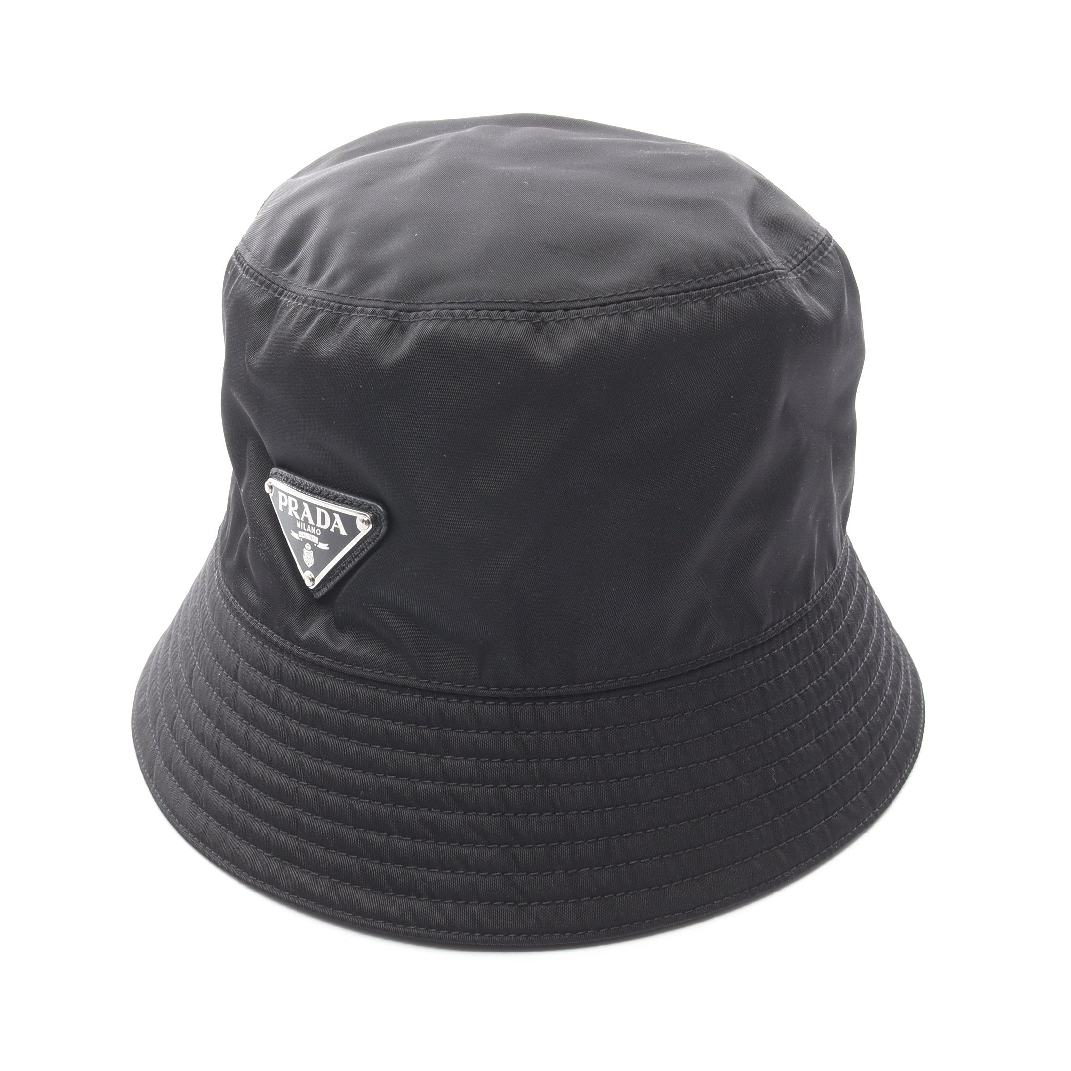 Re-Nylon バケット ハット ナイロン ブラック 三角プレート プラダ – RECLO