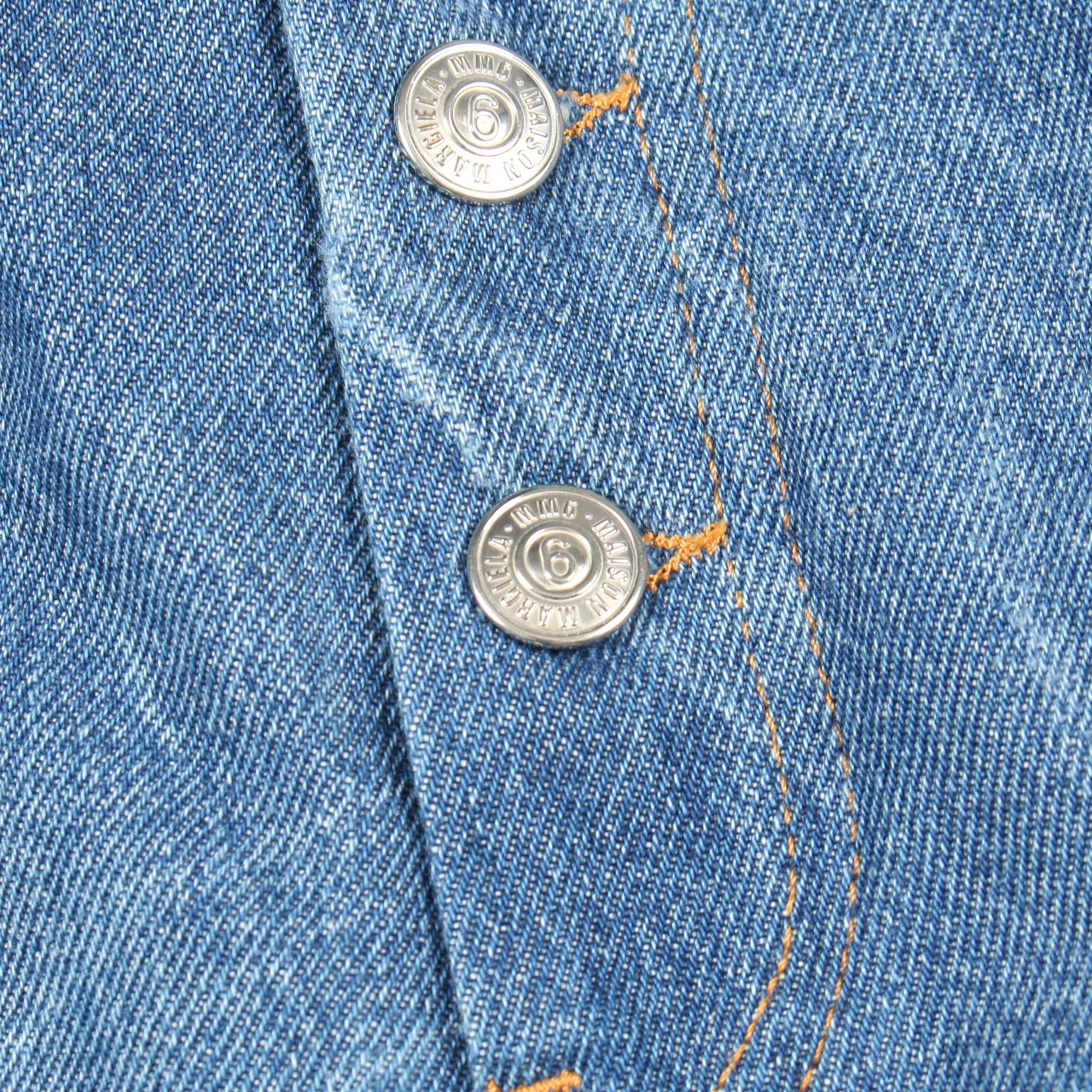 デニムパンツ コットン ブルー ボタンフライ ダメージ加工 エムエム デニムパンツ コットン ブルー ボタンフライ ダメージ加工 エムエム