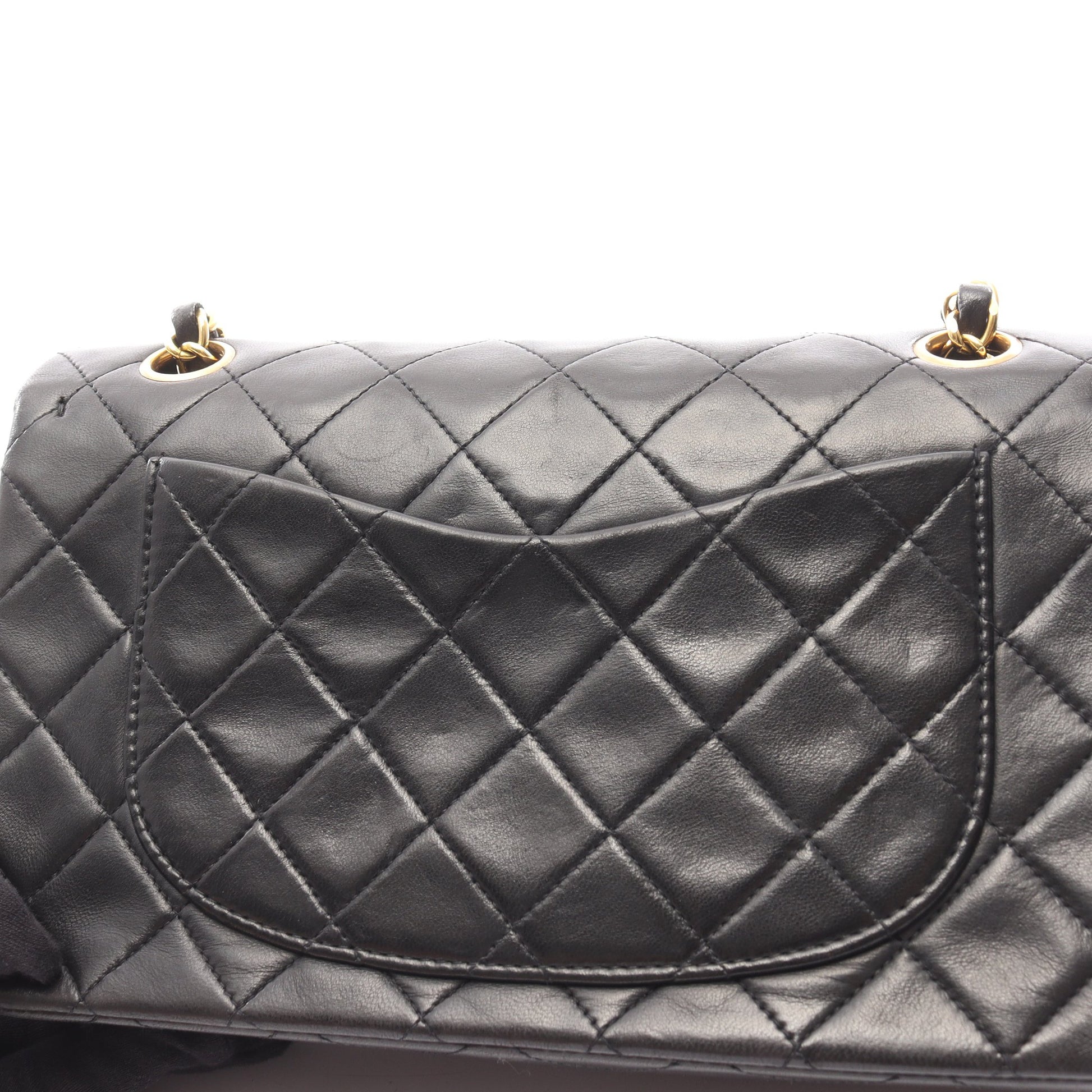 マトラッセ Wフラップ Wチェーンショルダーバッグ ラムスキン ブラック ゴールド金具 シャネル バッグ CHANEL