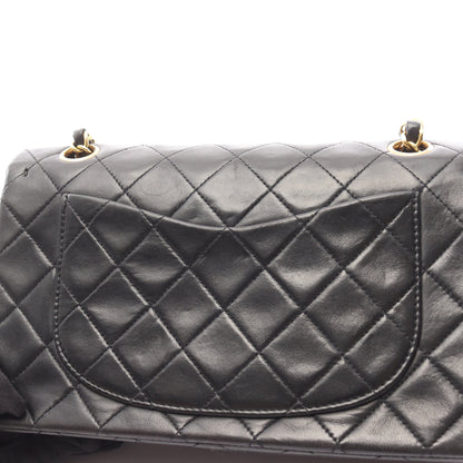 マトラッセ Wフラップ Wチェーンショルダーバッグ ラムスキン ブラック ゴールド金具 シャネル バッグ CHANEL