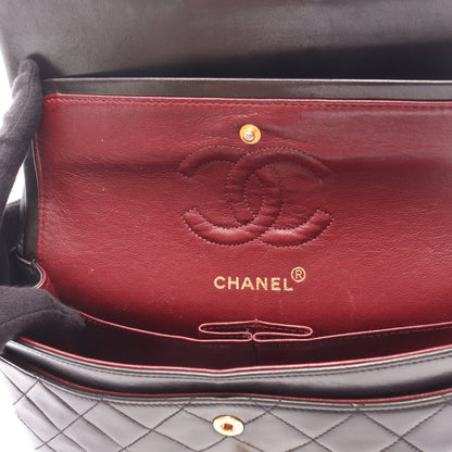 マトラッセ Wフラップ Wチェーンショルダーバッグ ラムスキン ブラック ゴールド金具 シャネル バッグ CHANEL