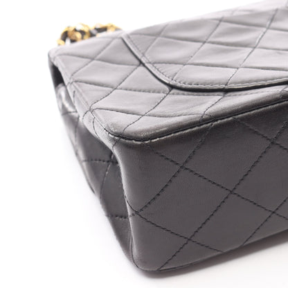 マトラッセ Wフラップ Wチェーンショルダーバッグ ラムスキン ブラック ゴールド金具 シャネル バッグ CHANEL