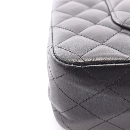マトラッセ Wフラップ Wチェーンショルダーバッグ ラムスキン ブラック シルバー金具 シャネル バッグ CHANEL