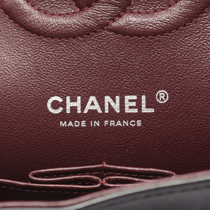 マトラッセ Wフラップ Wチェーンショルダーバッグ ラムスキン ブラック シルバー金具 シャネル バッグ CHANEL