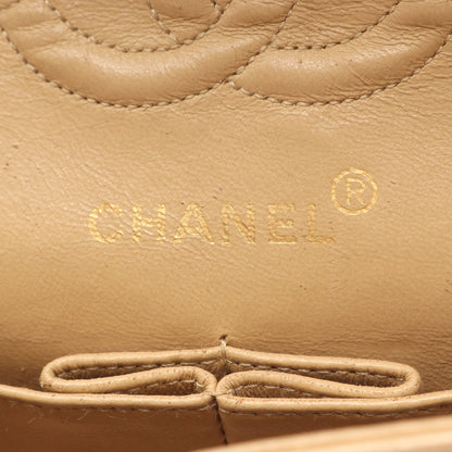 マトラッセ Wフラップ Wチェーンショルダーバッグ ラムスキン ベージュ ゴールド金具 シャネル バッグ CHANEL