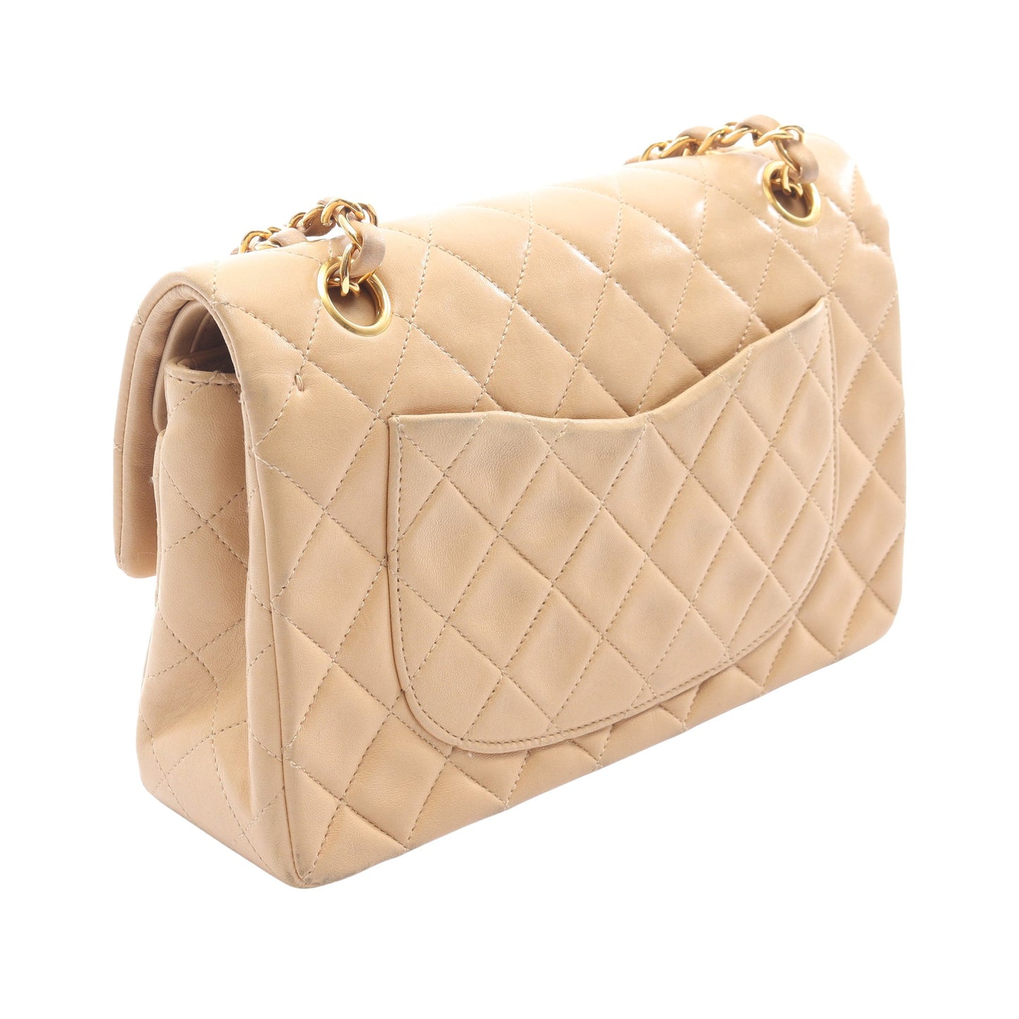 マトラッセ Wフラップ Wチェーンショルダーバッグ ラムスキン ベージュ ゴールド金具 シャネル バッグ CHANEL