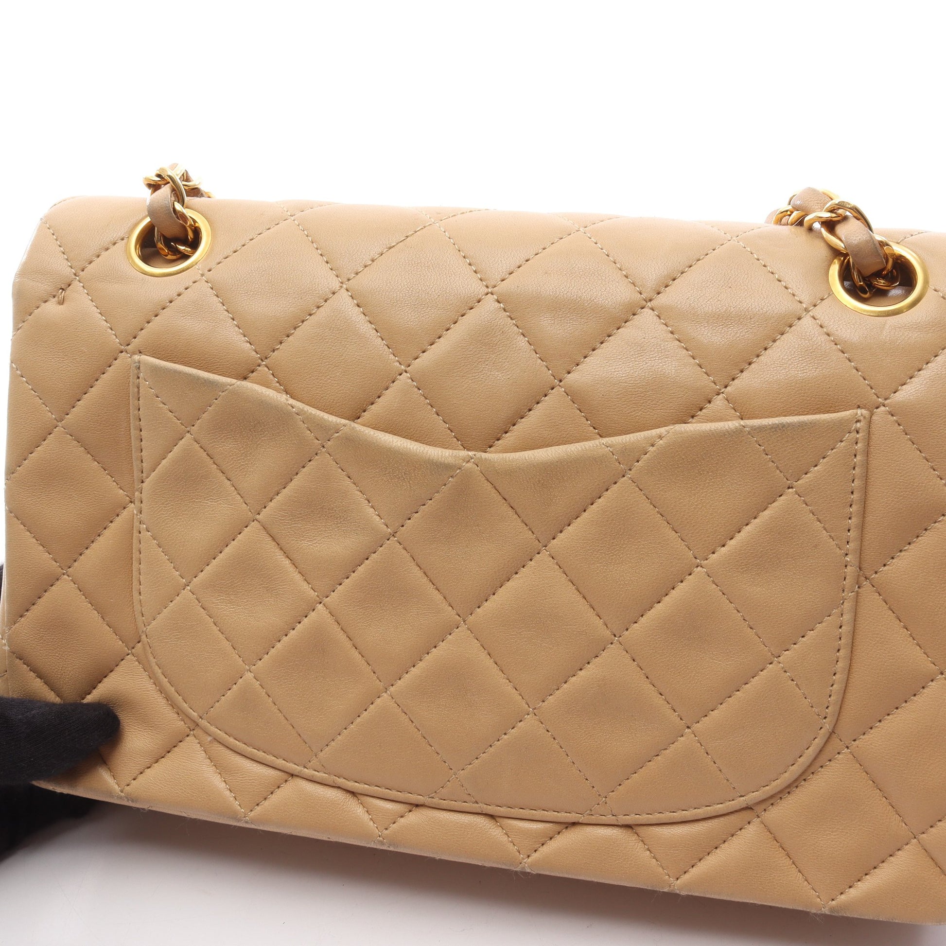 マトラッセ Wフラップ Wチェーンショルダーバッグ ラムスキン ベージュ ゴールド金具 シャネル バッグ CHANEL