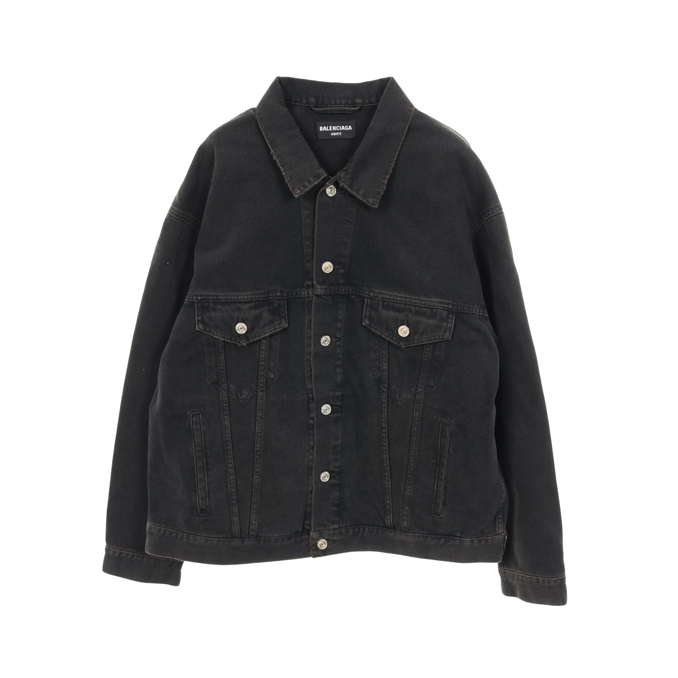 バックロゴ スプレープリント デニムジャケット コットン ブラック