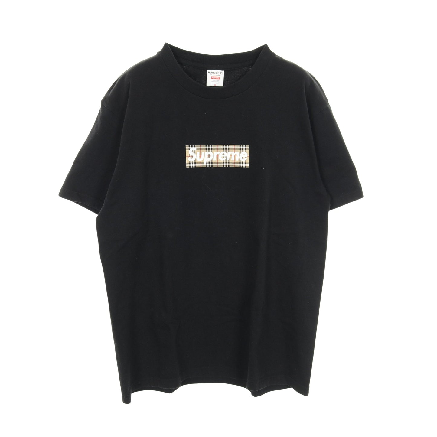 Supreme × BURBERRY Box Logo ノバチェック 半袖Tシャツ クルーネック コットン ブラック ベージュ シュプリーム トップス Supreme