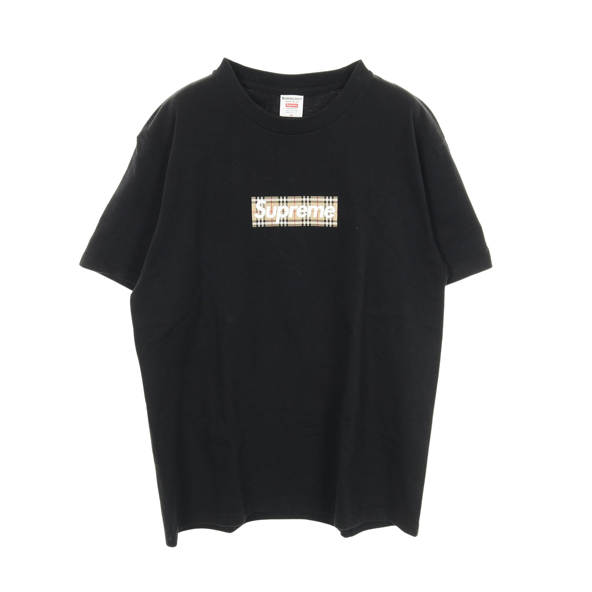 Supreme × BURBERRY Box Logo ノバチェック 半袖Tシャツ クルーネック コットン ブラック ベージュ シュプリーム トップス Supreme