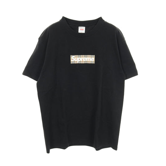 Supreme × BURBERRY Box Logo ノバチェック 半袖Tシャツ クルーネック コットン ブラック ベージュ シュプリーム トップス Supreme