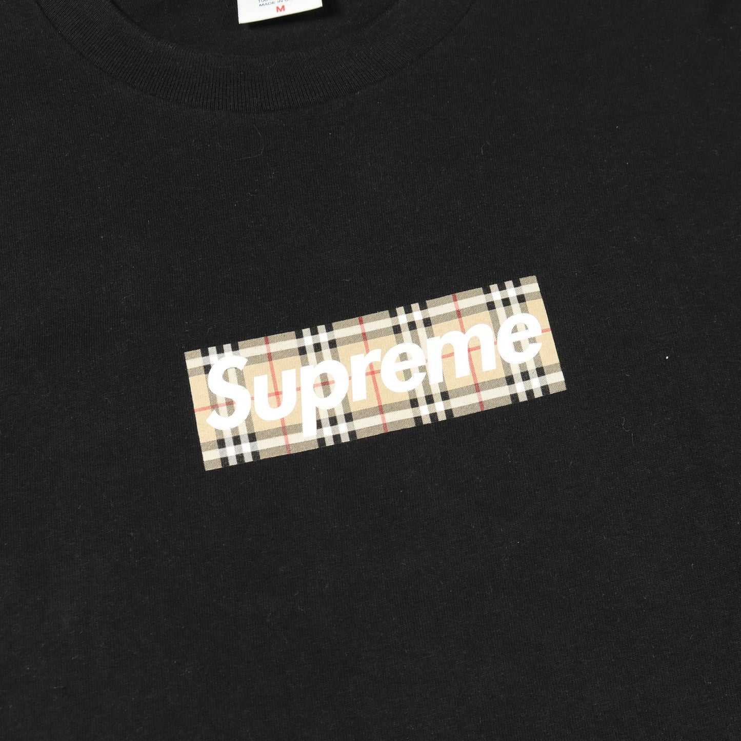 Supreme × BURBERRY Box Logo ノバチェック 半袖Tシャツ クルーネック コットン ブラック ベージュ シュプリーム トップス Supreme