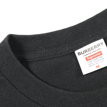 Supreme × BURBERRY Box Logo ノバチェック 半袖Tシャツ クルーネック コットン ブラック ベージュ シュプリーム トップス Supreme