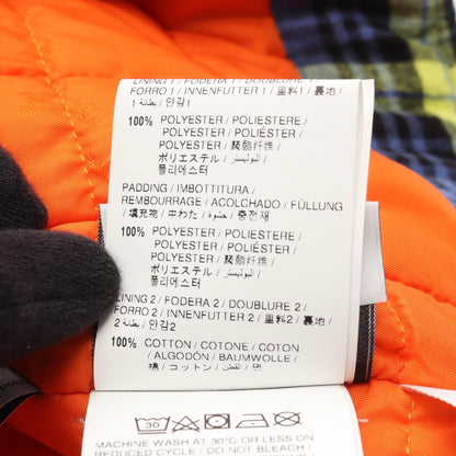 スウェットシャツ ジャケット チェック柄 コットン ブルー イエロー ブラック フード付き 中綿 オフホワイト アウター OFF-WHITE