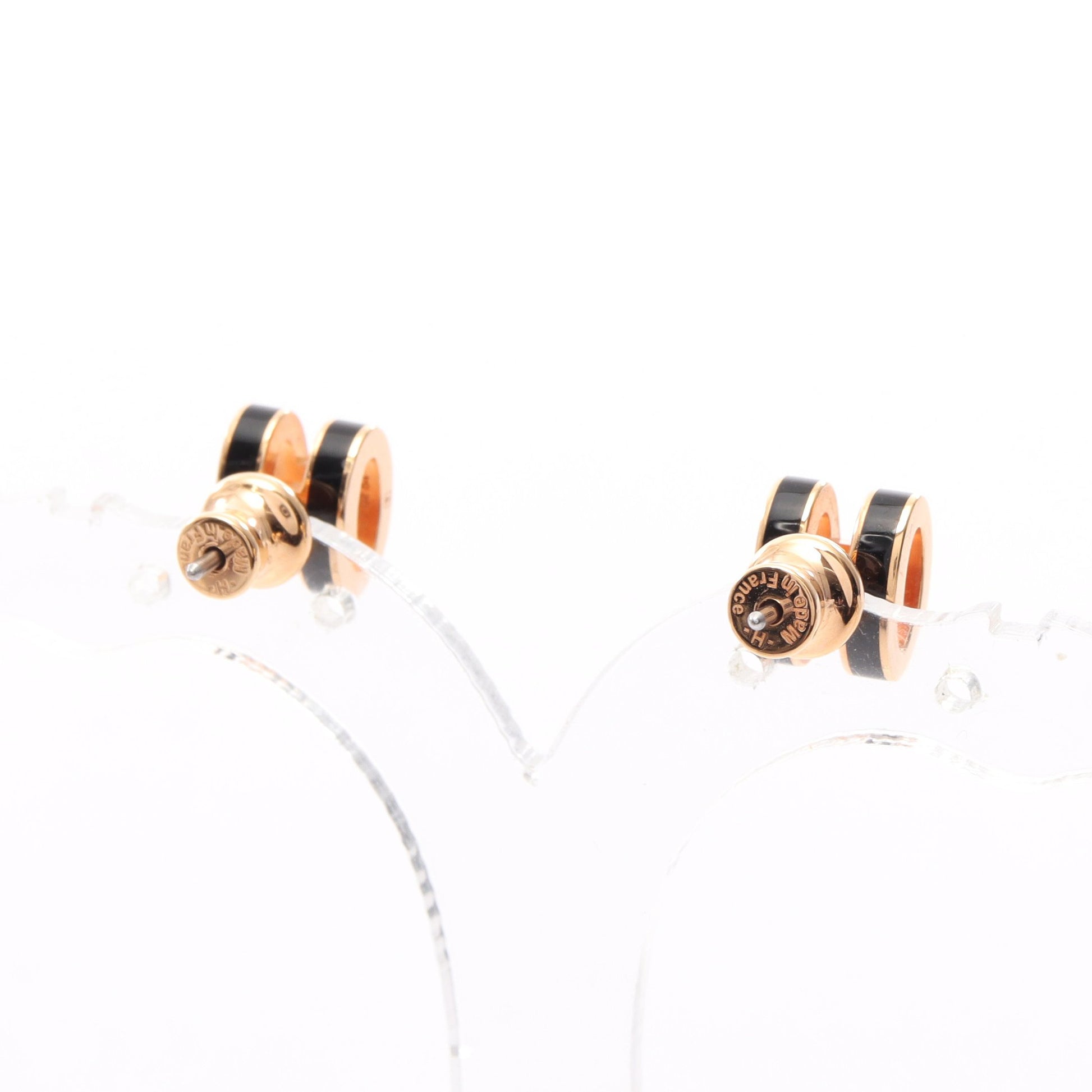 MINI POP H ミニポップアッシュ ピアス GP ピンクゴールド ブラック エルメス アクセサリー HERMES