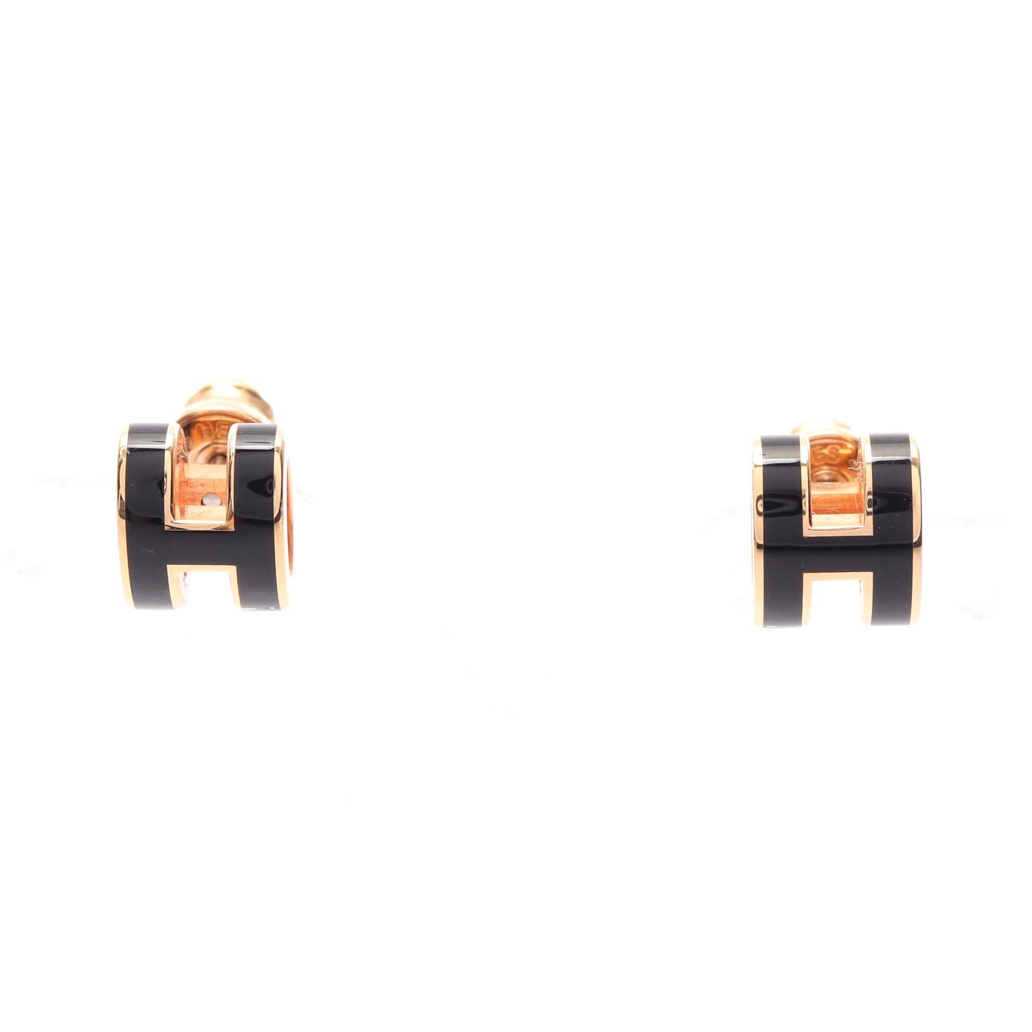 MINI POP H ミニポップアッシュ ピアス GP ピンクゴールド ブラック エルメス アクセサリー HERMES