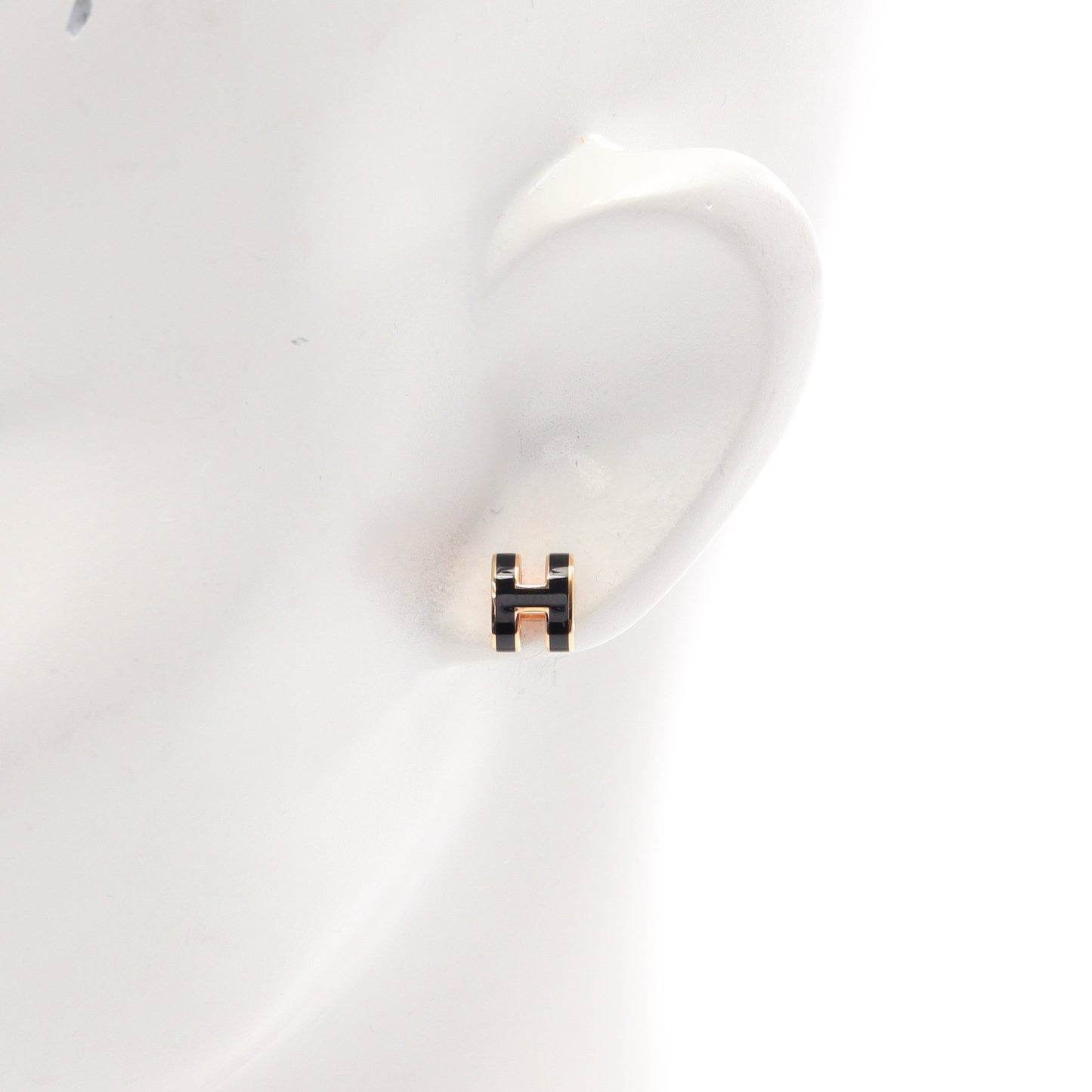 MINI POP H ミニポップアッシュ ピアス GP ピンクゴールド ブラック エルメス アクセサリー HERMES