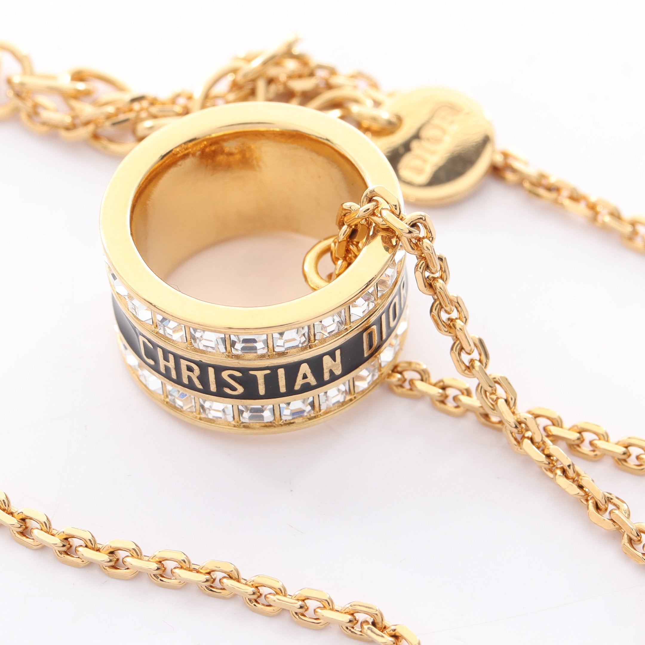 ディオール DIOR NIGHTCODE ネックレス ラインストーン　ゴールド ディオール DIOR NIGHT CODE ネックレス GP×ラインストーン アイボリー