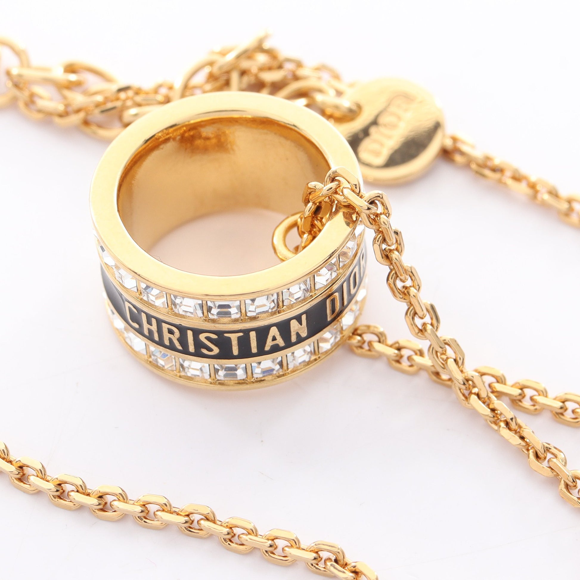 Dior Night Code ネックレス GP ラインストーン ゴールド ブラック クリア ディオール アクセサリー DIOR