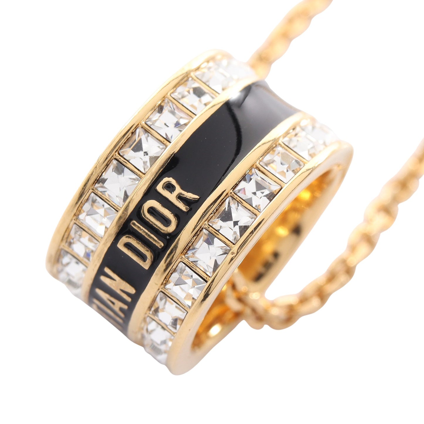 Dior Night Code ネックレス GP ラインストーン ゴールド ブラック クリア ディオール アクセサリー DIOR