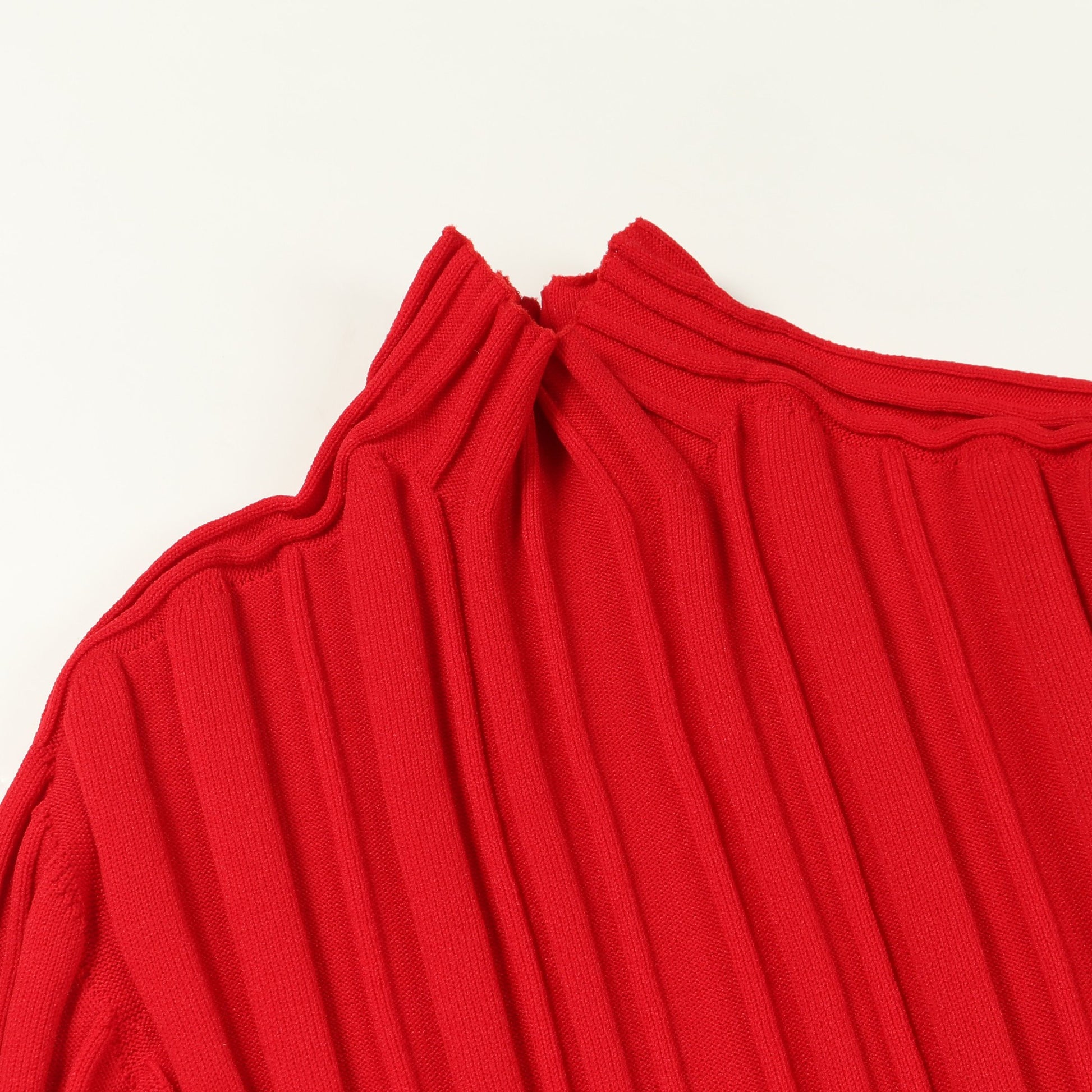 RIB KNIT ニット ハイネック レッド プリーツプリーズ トップス PLEATS PLEASE