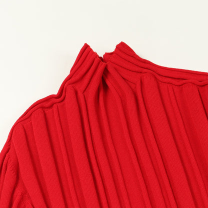 RIB KNIT ニット ハイネック レッド プリーツプリーズ トップス PLEATS PLEASE