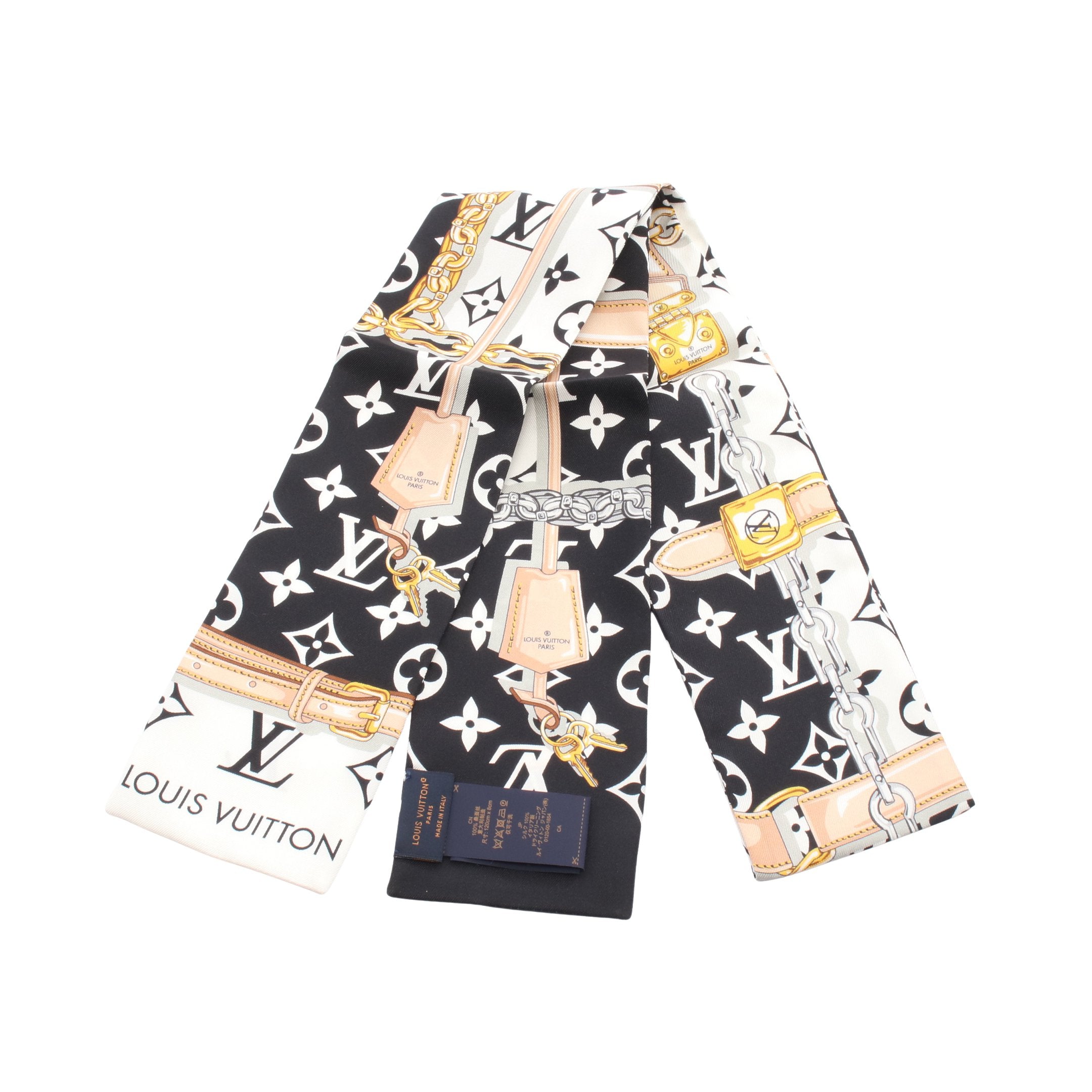 【極美品】1132 ルイヴィトン バンドー ポップ　コンフィデンシャル スカーフ バンドー モノグラム コンフィデンシャル スカーフ シルク ブラック