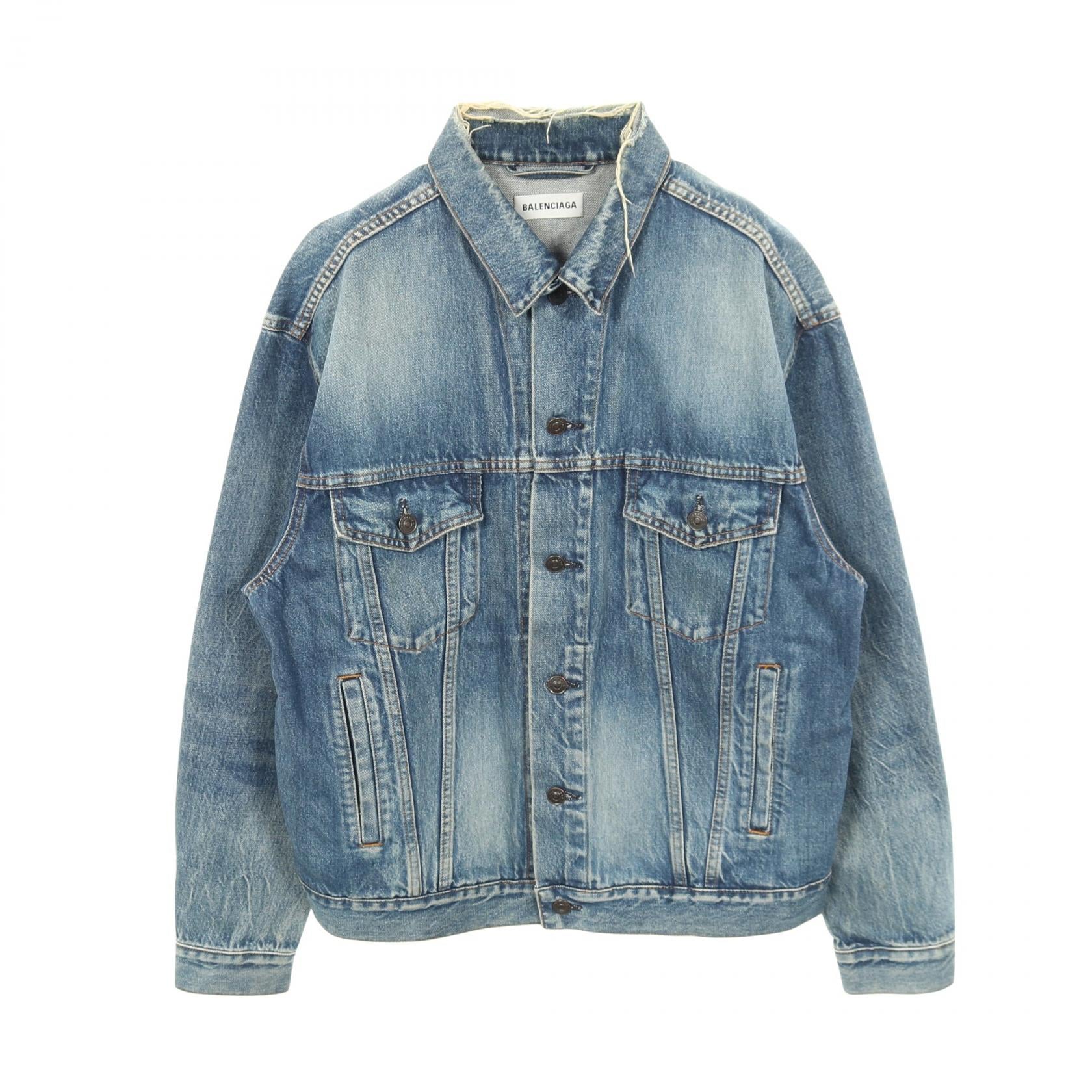 デニムジャケット バックロゴ コットン インディゴブルー ヴィンテージ