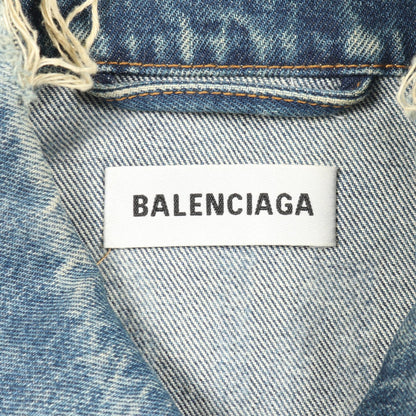 デニムジャケット バックロゴ コットン インディゴブルー ヴィンテージ加工 バレンシアガ アウター BALENCIAGA