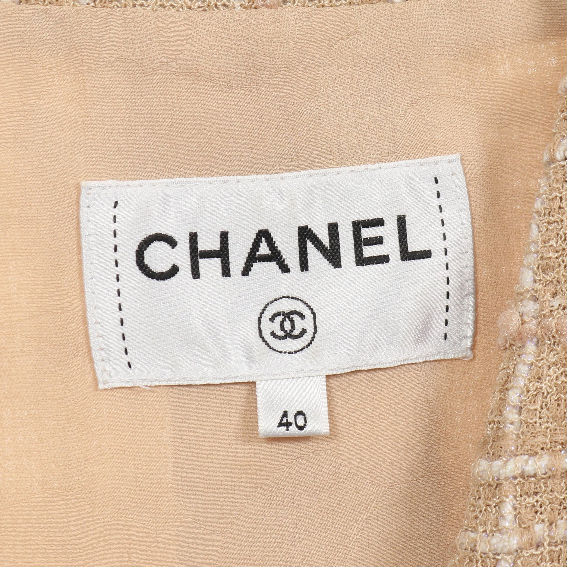 ココマークボタン ツイード ワンピース 半袖 ナイロン ベージュ シャネル ワンピース CHANEL
