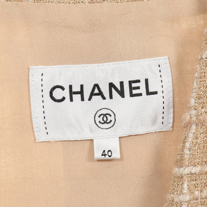 ココマークボタン ツイード ワンピース 半袖 ナイロン ベージュ シャネル ワンピース CHANEL