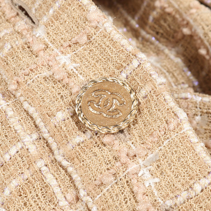 ココマークボタン ツイード ワンピース 半袖 ナイロン ベージュ シャネル ワンピース CHANEL