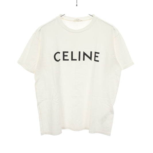 ルーズ 半袖Tシャツ ロゴプリント コットン ホワイト ブラック セリーヌ トップス CELINE