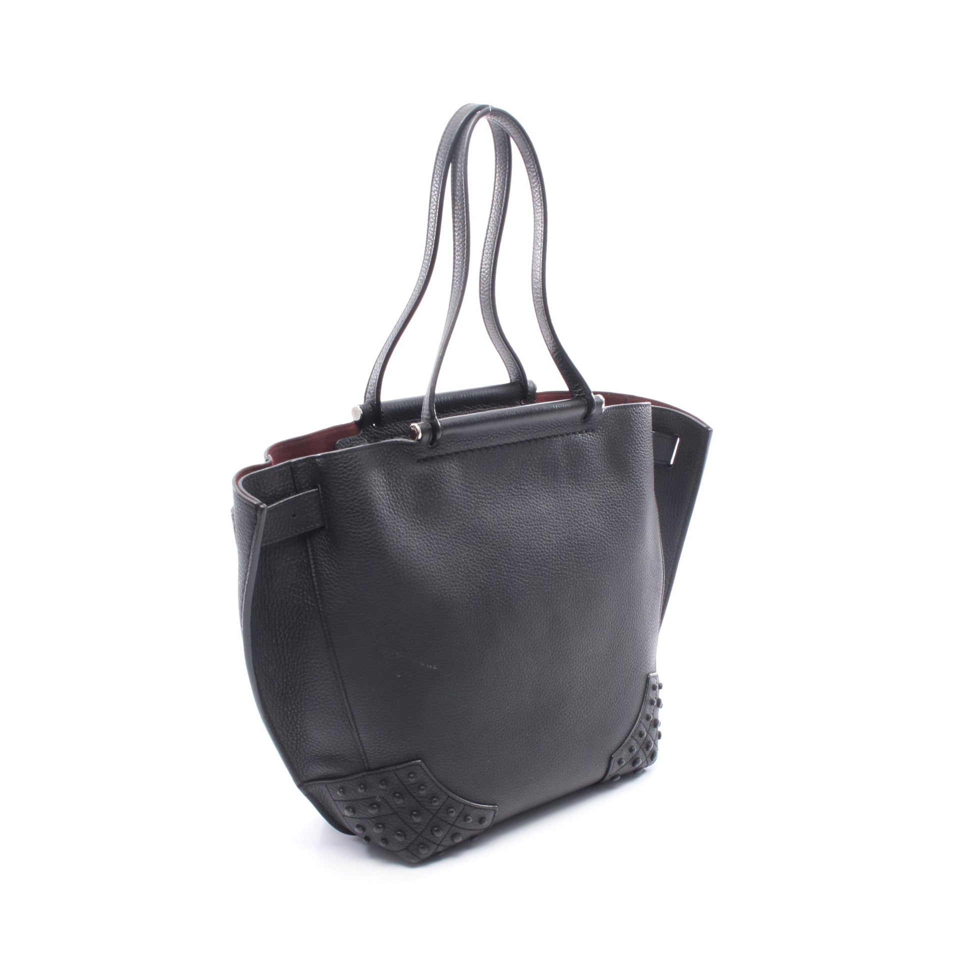 ウェーブ ハンドバッグ トートバッグ レザー ブラック トッズ バッグ TOD'S