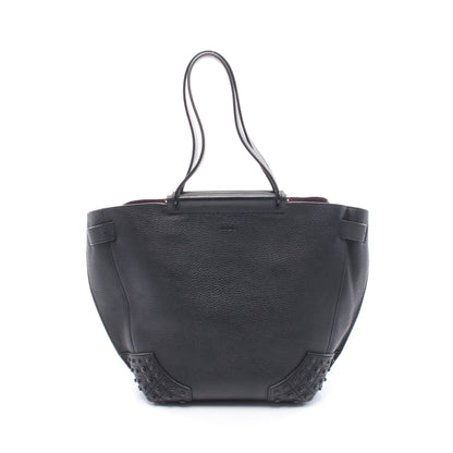 ウェーブ ハンドバッグ トートバッグ レザー ブラック トッズ バッグ TOD'S