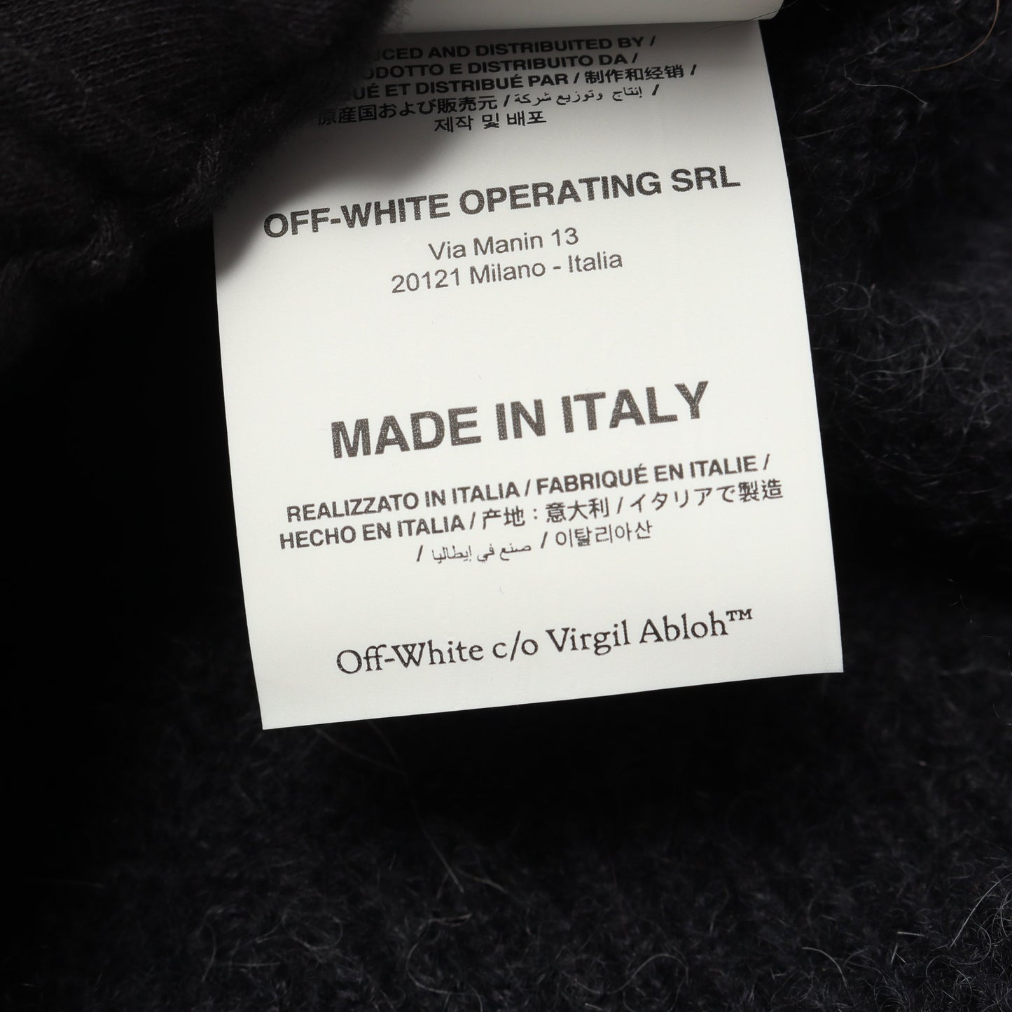 アロー ニット クルーネック アルパカ モヘヤ ダークグレー ピンク オフホワイト トップス OFF-WHITE