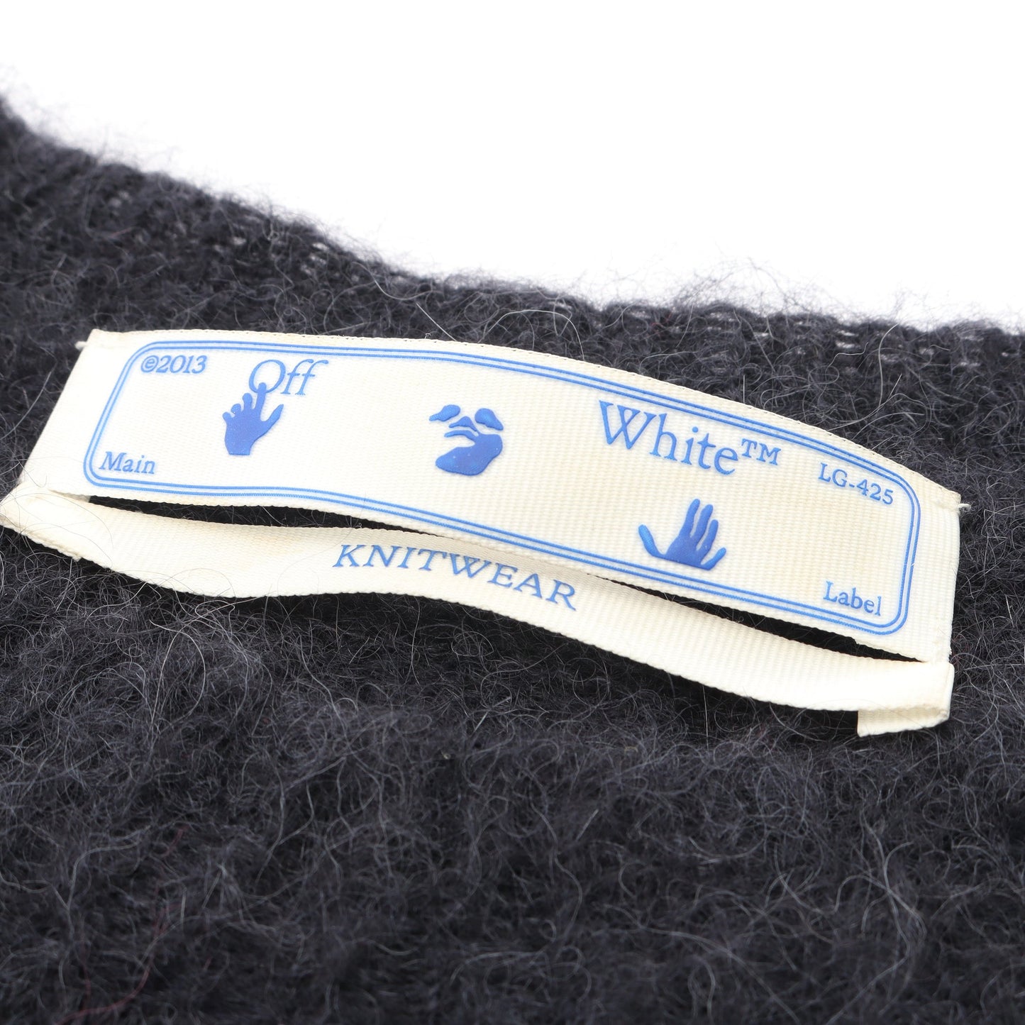 アロー ニット クルーネック アルパカ モヘヤ ダークグレー ピンク オフホワイト トップス OFF-WHITE