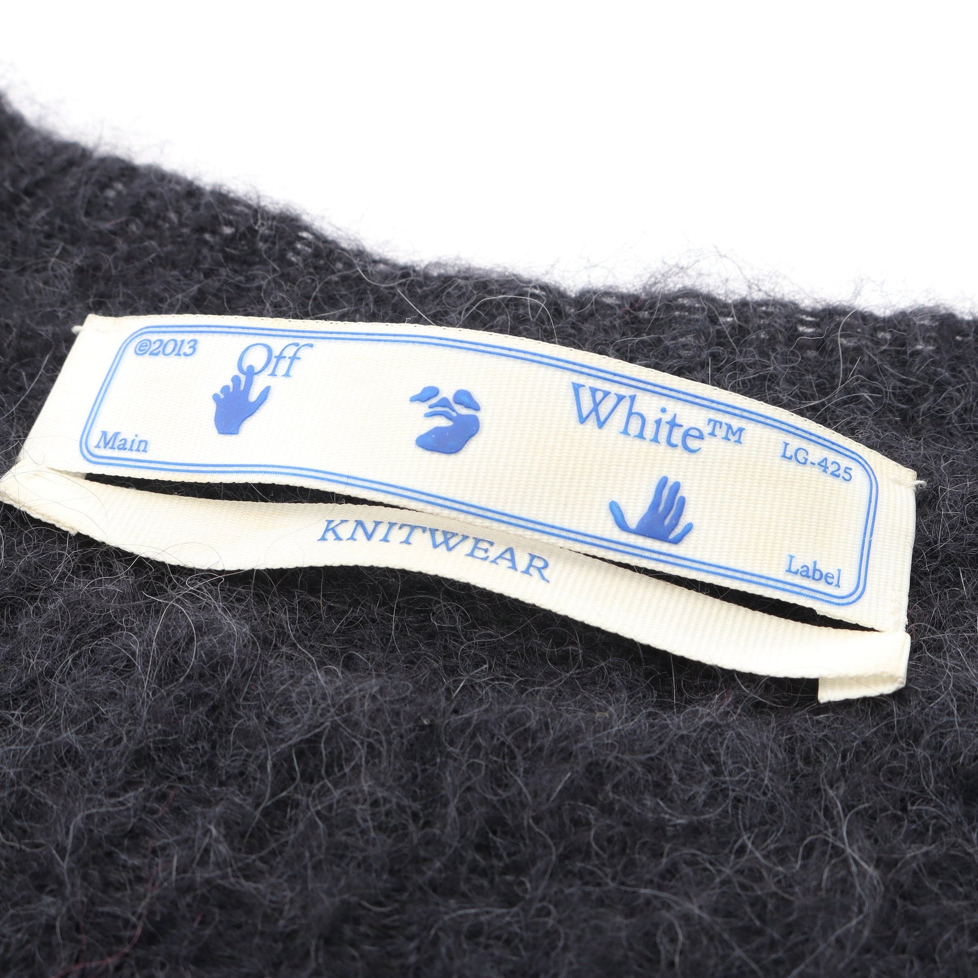 アロー ニット クルーネック アルパカ モヘヤ ダークグレー ピンク オフホワイト トップス OFF-WHITE