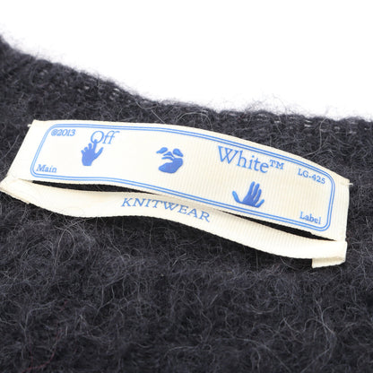 アロー ニット クルーネック アルパカ モヘヤ ダークグレー ピンク オフホワイト トップス OFF-WHITE
