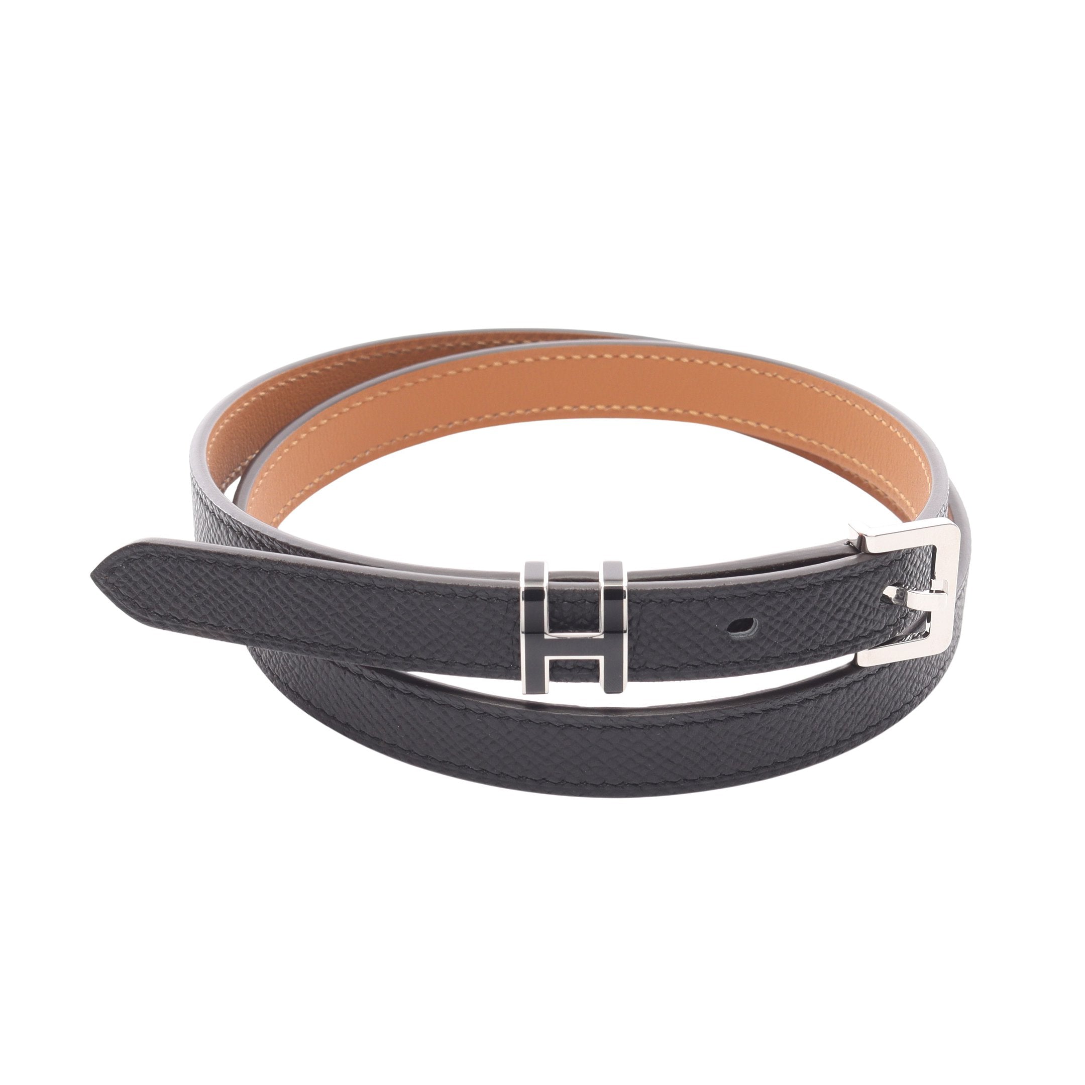 POP H ポップアッシュ ベルト ヴォーエプソン ブラック シルバー金具 K