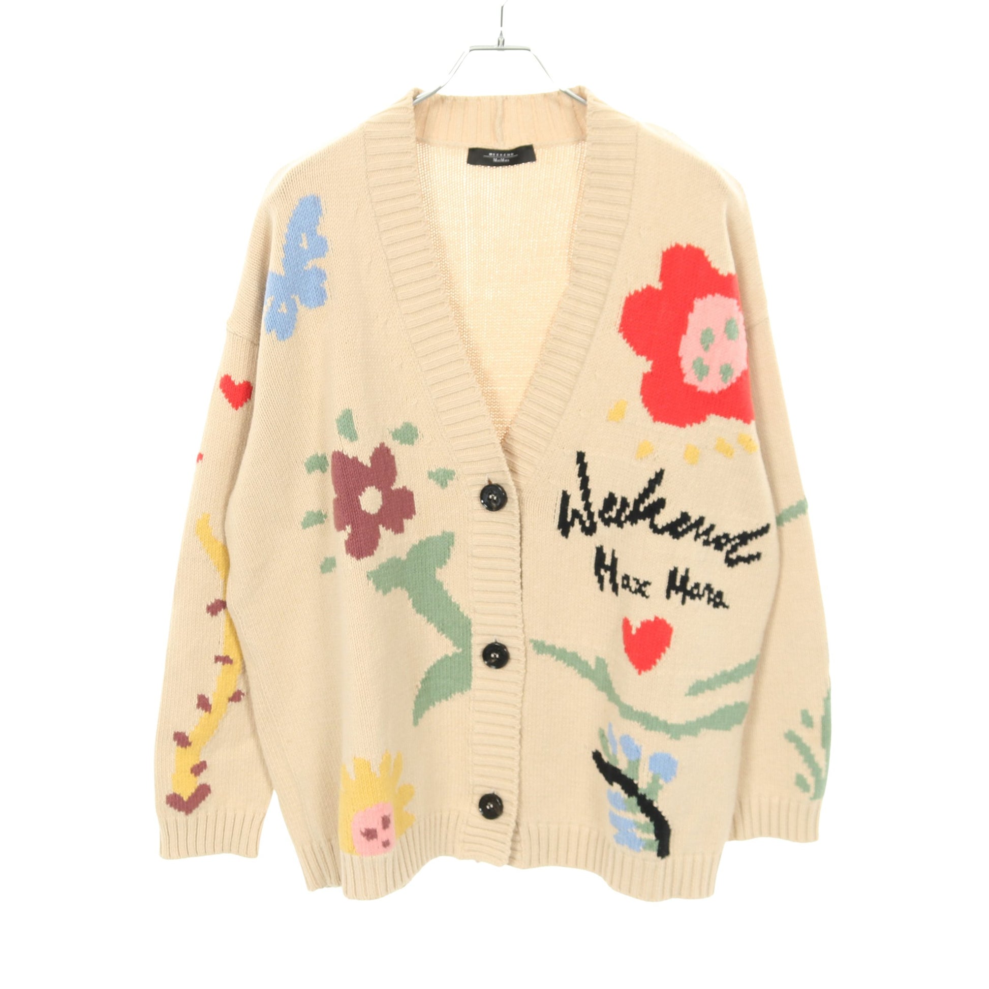 カーディガン 花柄 コットン ベージュ マルチカラー マックスマーラウィークエンド トップス Max Mara Weekend