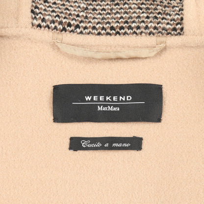 CUCITO A MANO ポンチョ ボーダー ウール ベージュ ブラウン ニット切替 フード付き マックスマーラウィークエンド アウター Max Mara Weekend