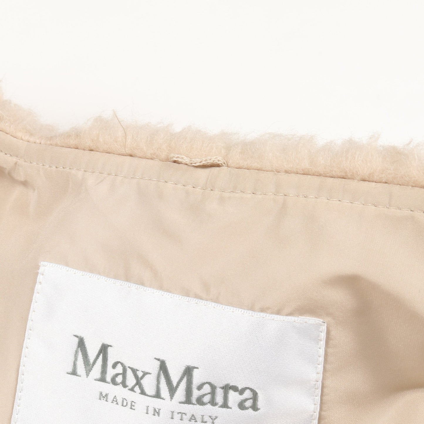 テディベア ジップアップ ジャケット アルパカ ウール シルク ベージュ マックスマーラ アウター Max Mara