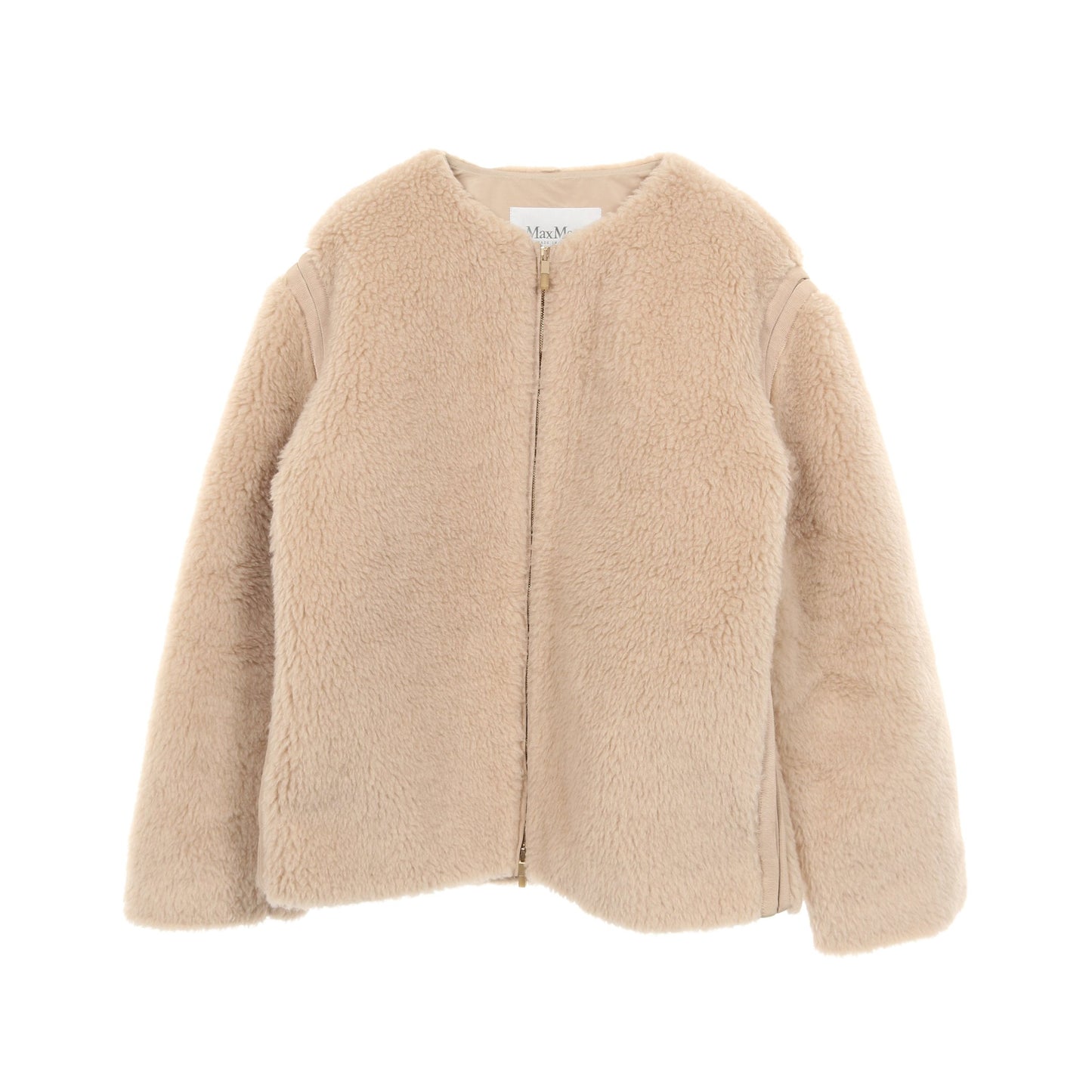 テディベア ジップアップ ジャケット アルパカ ウール シルク ベージュ マックスマーラ アウター Max Mara