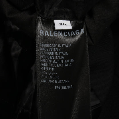 テーラードジャケット ナイロン ブラック ネイビー フード付き ダブルブレスト ビジューボタン ダメージ加工 バレンシアガ アウター BALENCIAGA