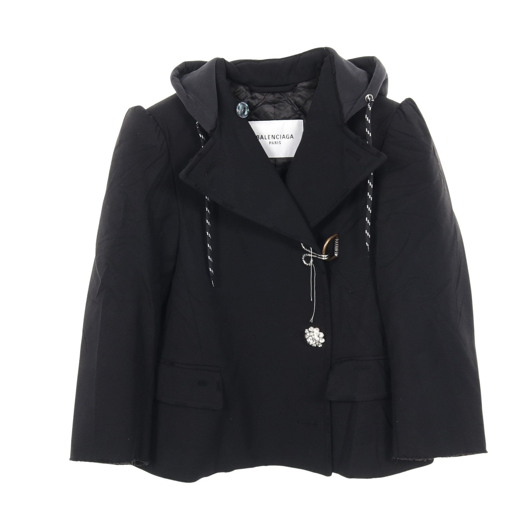 テーラードジャケット ナイロン ブラック ネイビー フード付き ダブル