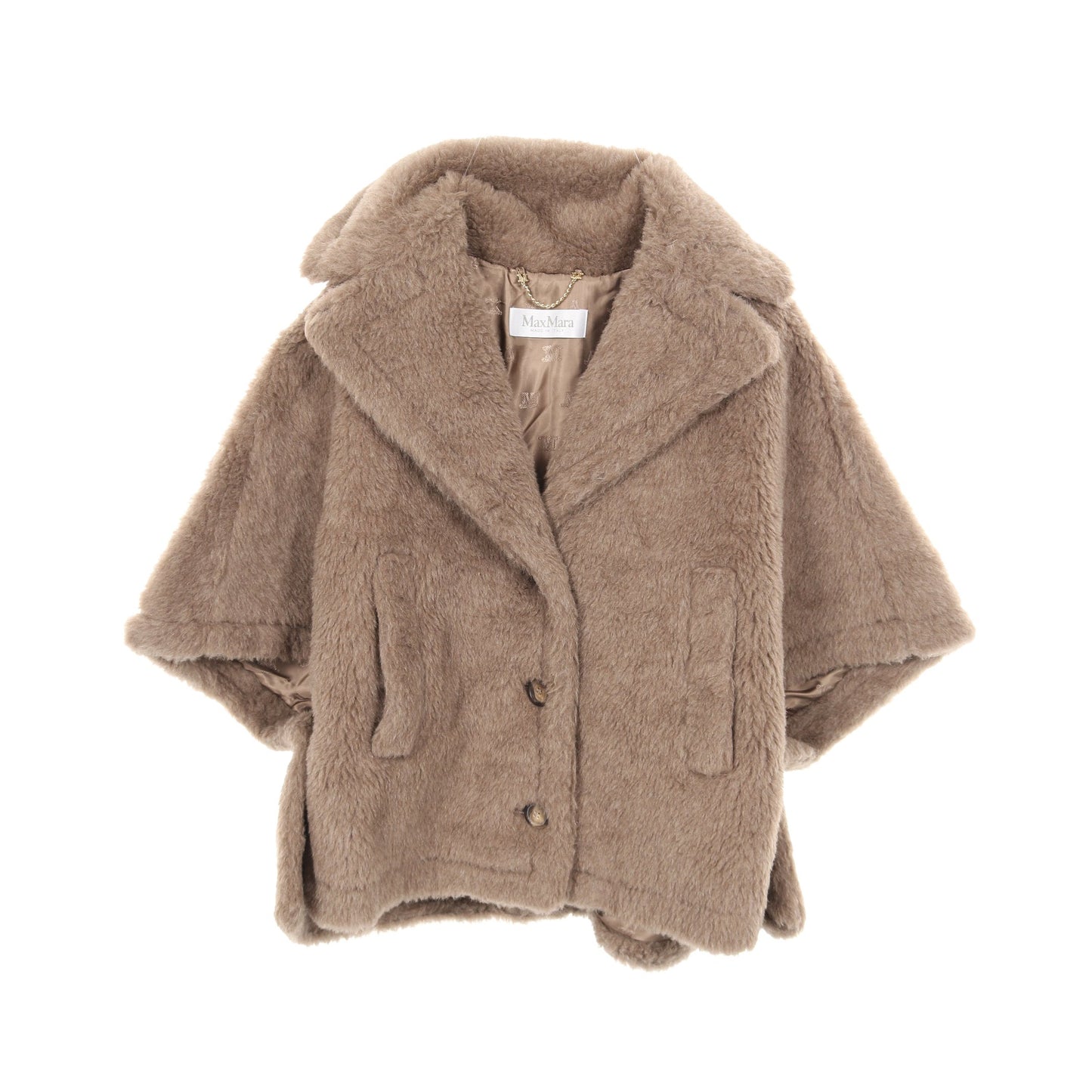 テディベア ケープ ジャケット アルパカ ウール シルク グレーブラウン マックスマーラ アウター Max Mara