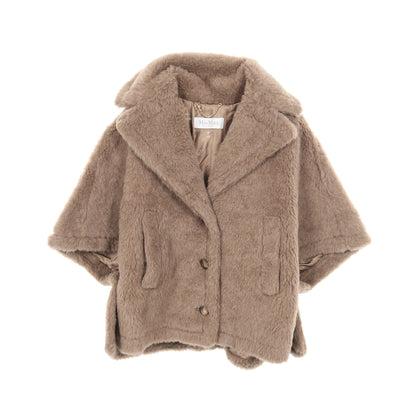 テディベア ケープ ジャケット アルパカ ウール シルク グレーブラウン マックスマーラ アウター Max Mara