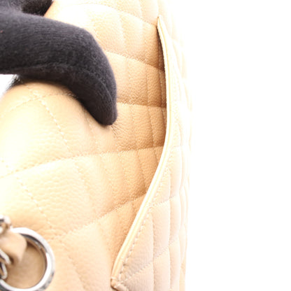 マトラッセ Wフラップ Wチェーンショルダーバッグ キャビアスキン ベージュ シルバー金具 シャネル バッグ CHANEL
